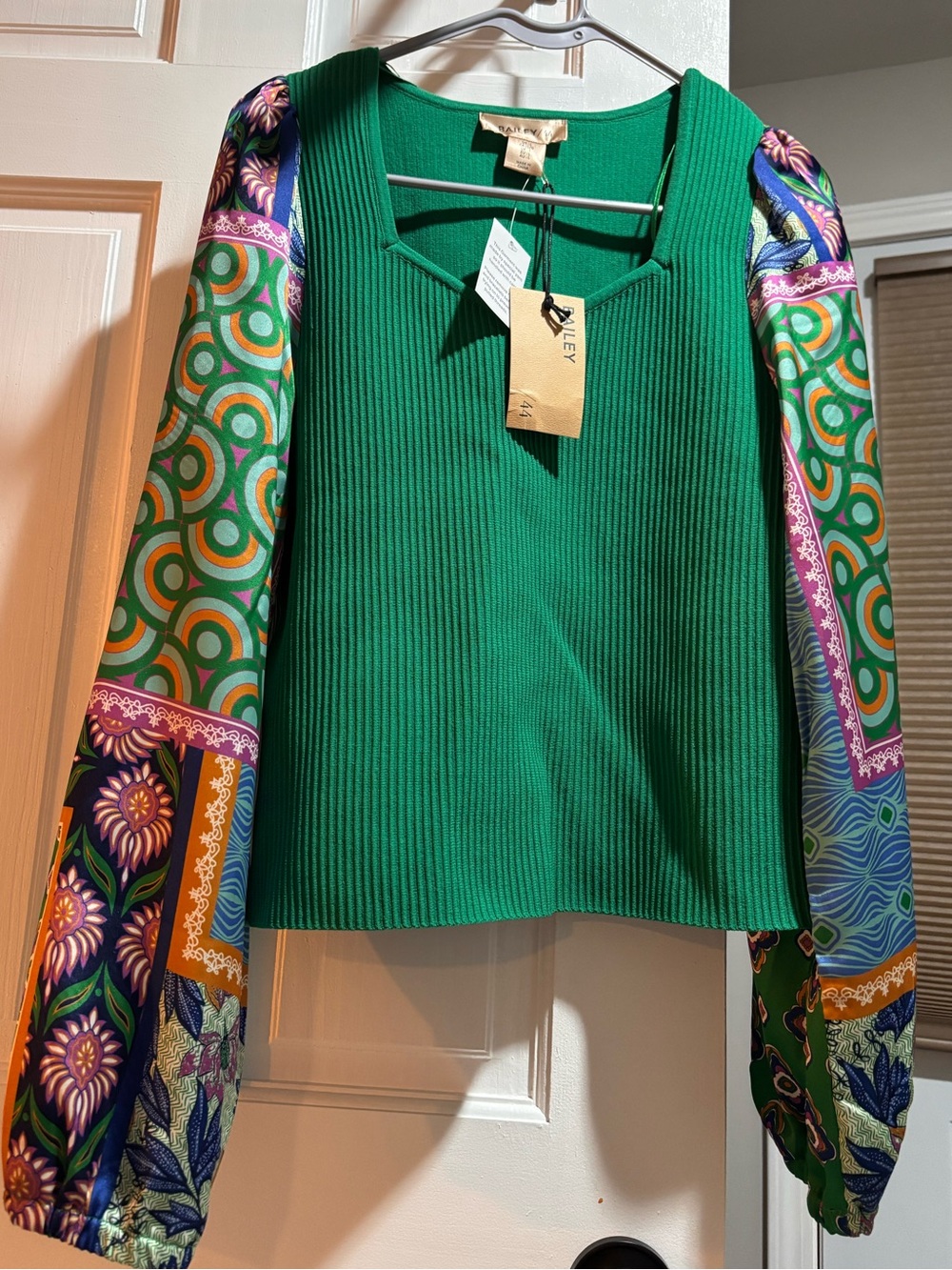 Bailey 44 Emerald Green Ribbed Knit Top